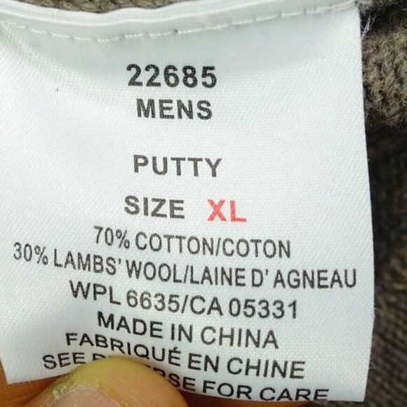 Woolrich Men's XL  Cotton Blend Brown Beige V-Neck Sweater Vest - Picture 7 of 7